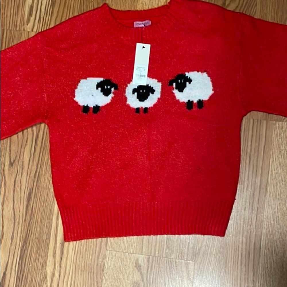 Red Sheep Pattern Sweater